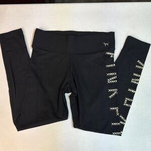 PINK Victoria’s Secret - black leggings with PINK rhinestones down leg